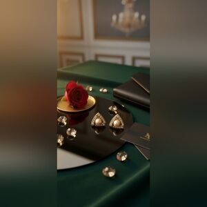 Vintage Gold Tone Pearl Gemstone Stud Earrings